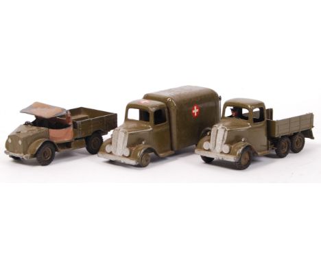 A collection of 3x vintage Britains diecast model military vehicles. Comprising of; Ambulance 1512 - with driver, stretcher a