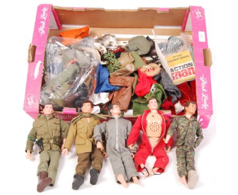 A good large collection of assorted vintage Palitoy Action Man figures / dolls and accessories. Comprising of 5x vintage doll