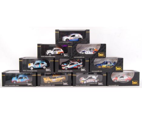 A collection of 10x Ixo Models 1:43 scale precision diecast model rally cars to include; RAC227, RAM428, RAM361, RAC217, RAC0