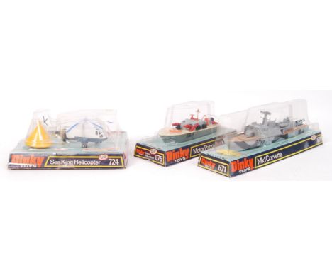 A great collection of 3x vintage Dinky Toys diecast models - all models appear mint and complete, within the original display