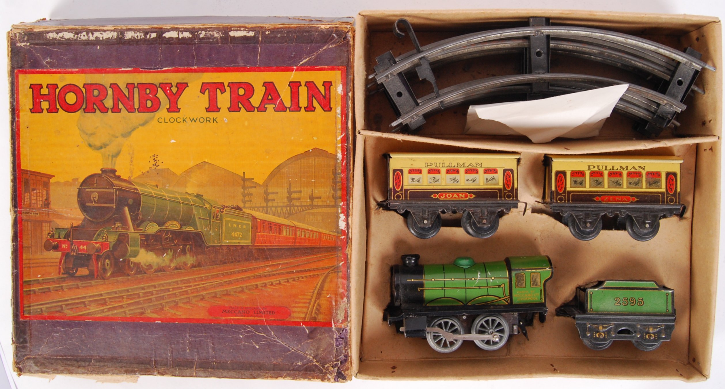 An original vintage Hornby Train 0 gauge tinplate clockwork train set