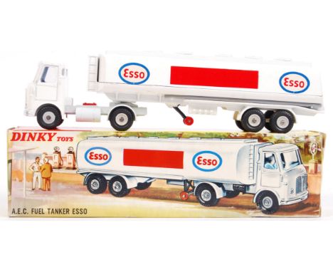 An original vintage Dinky Toys diecast model No. 945 AEC Fuel Tanker Esso . Model appears in superb mint+ original condition.