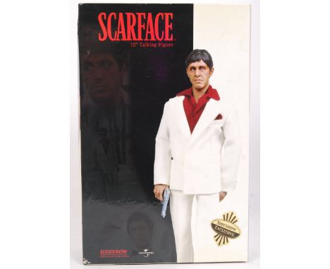 A Sideshow Collectibles 1:6 scale action figure ' Scarface ' from ' Scarface ' 12" talking action figure. Appears mint and co