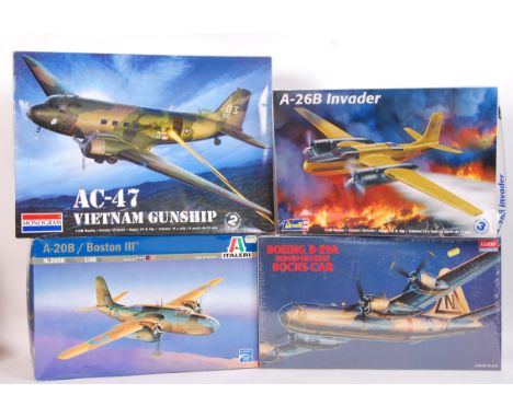 A good collection of 4x assorted boxed plastic model aeroplane / aircraft kits. All appear unused, and with contents sealed. 