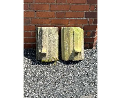 Two pieces of architectural limestone, 42cm high