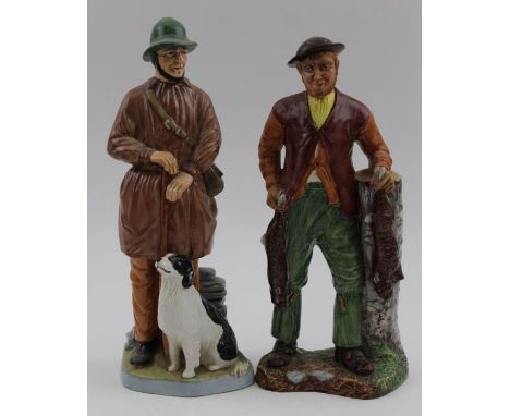 Two Coalport ceramic figures 'The Poacher' &amp; 'The Shepherd', 21cm high (2)