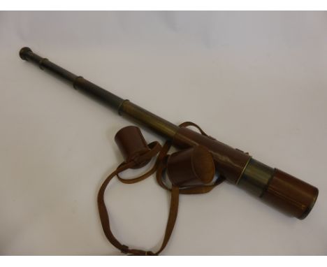 A Late 19th Century Four Draw Brass Sporting Telescope, by Broadhurst Clarkson & Co., 63 Farringdon Road, London E.C.3., orig