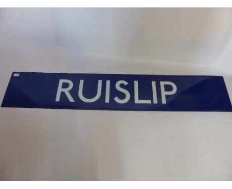 A London Underground Enamel Sign, depicting 'Ruislip'.