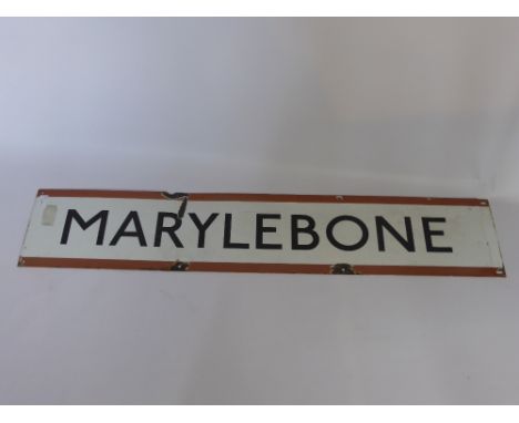 A London Underground Enamel Sign, depicting 'Marylebone'.