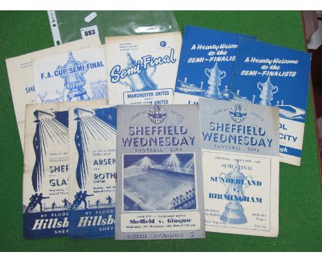 Neutral Games at Hillsborough Programmes - F.A Cup Semis 1956 plus Ticket, 63 x 2, 64,67. Sheffield V Glasgow 1955, 59. Sheff