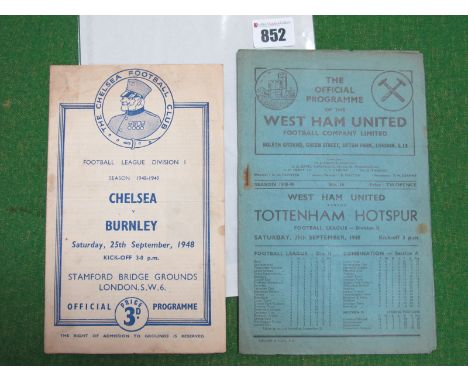 1948-9 Programmes, West Ham v. Tottenham (rusty mark), Chelsea v. Burnley (2)