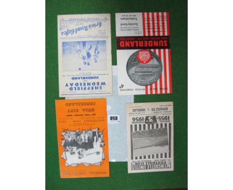 Sunderland Programmes, 56-7 v. Tottenham, aways 50-1 at Sheffield Wednesday, 51-2 at Hull, 55-6 at Newcastle - FA Cup.