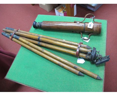 A WWI Era Two Draw Telescope by Ryland and Son Ltd, London, stamped Tel. F.A Mk V dated 1917, with War Department arrow, leat
