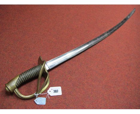 A XIX Century French Cavalry Sabre, by WRK of Germany, proof mark to top of blade, blade 88cm long, some chipping and wear to