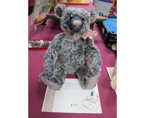 A Modern Steiff Teddy Bear (2007) 'Old Black Bear', grey tipped with growler, 38cm high, with paperwork,