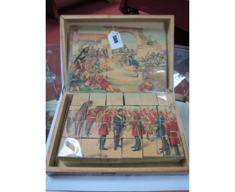 A Late XIX Century Picture Building Blocks Set, with all pictures depicting cotemporary British Army and Naval themes, often 