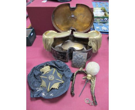 A Collection of Georgian/Early Victorian Items Relating to The British Army 66th Foot, including shoulder belt plate, foul we