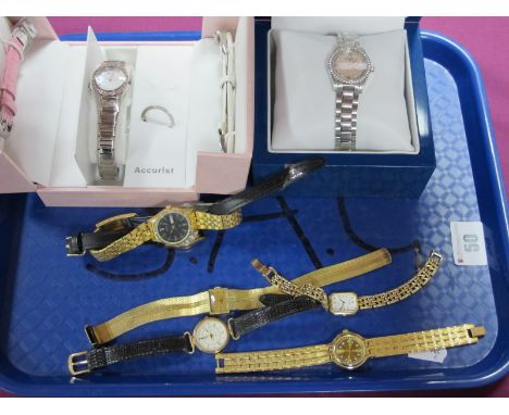 Rotary; A Modern Ladies Wristwatch, the signed dial with Roman numerals and dot markers, the circular case with inset bezel, 