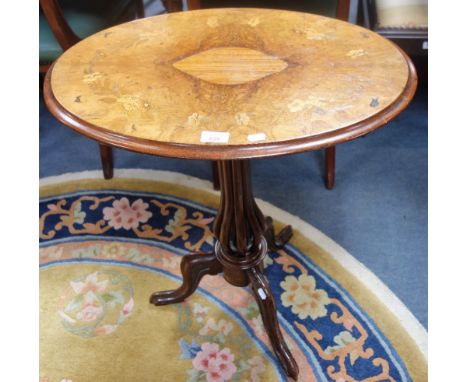 A VICTORIAN WALNUT TRIPOD OCCASIONAL TABLE with cluster column supporting an oval top