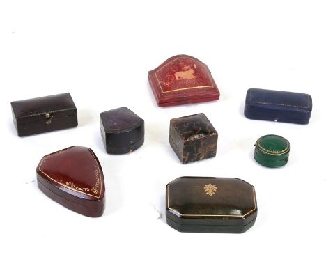 A quantity of Italian leather trinket boxes and jewellery boxes.