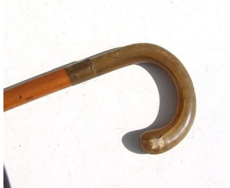 An Edwardian horn handled Malacca walking stick, 92cms (36.25ins) long.
