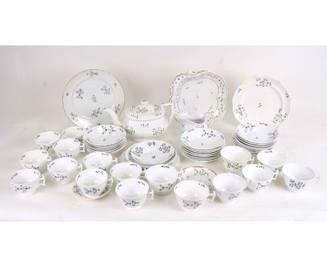 A continental hard paste porcelain Chantilly Sprig pattern eight-person part dinner and tea service.