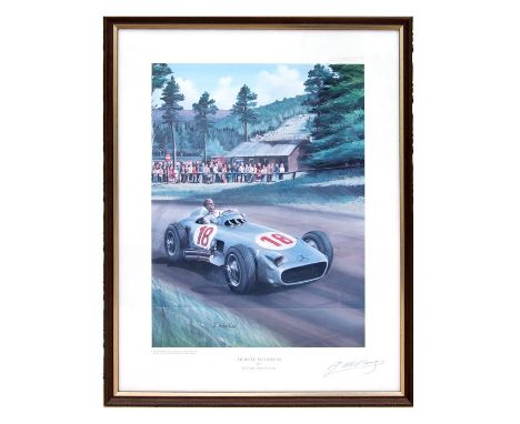 Richard Wheatland - Tribute to Fangio - limited edition print, numbered 35/500, signed by Fangio and the artist to the margin