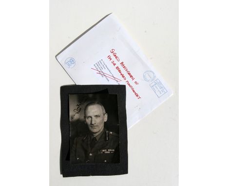 A period black &amp; white photograph depicting FM Sir Bernard Montgomery (Monty, signed &amp; dated 1945 top left, 11 by 16c