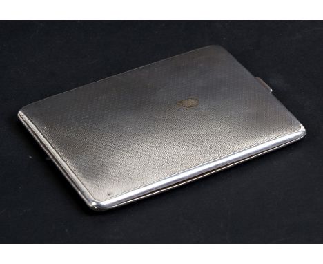 AS silver cigarette case with engine turned decoration, Birmingham 1927, weight 125g, 11cms (4.3ins) wide.