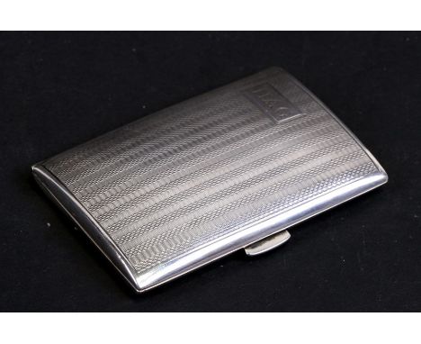 A silver cigarette case of small proportions with engine turned decoration, Birmingham 1927, weight 70g, 8cms (3.1ins) wide.