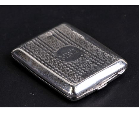 A silver cheroot case of small proportion with engine turned decoration, initialled 'MWI', Birmingham 1927, weight 33g, 6cms 