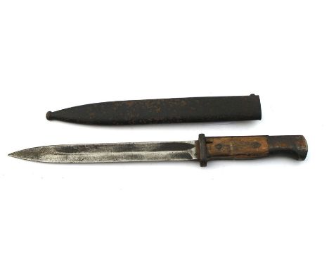 A WW2 Third Reich German K98 bayonet in its steel scabbard A/F. Blade length 23.5cms (9.25ins)Condition ReportNo makers marks