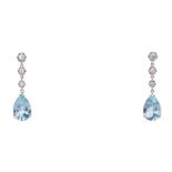 Continental, Circa 1980, A pair of aquamarine and diamond pendant earrings