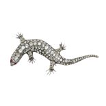 British, Circa 1960s, An unusual large paste salamander brooch