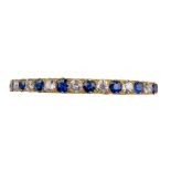 British, Victorian, A fine sapphire and diamond half hoop bangle