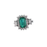 Continental, Circa 1960, A fine Colombian emerald and diamond cluster ring