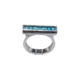 Theo Fennell, Circa 2000, A blue topaz 18 carat white gold strip ring