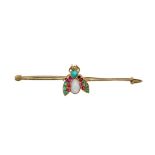 Victorian, Circa 1880, An antique multi gem set and yellow gold fly brooch