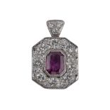 British, Circa 1980, A ruby and diamond pendant