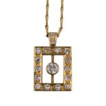 Continental, Circa 1980s, A diamond and yellow metal pendant