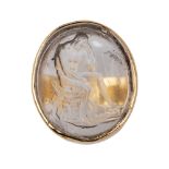 Continental, 19th Century, A glass intaglio seal ring