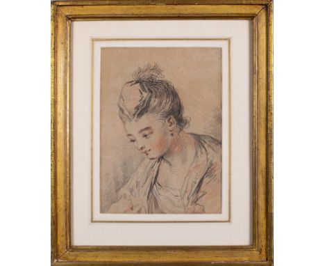 Attributed to Jean-Baptiste Huet (French, 1745–1811) Portrait of a young lady Pencil and sanguine on paper With Christie's st