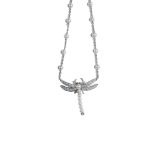 Tiffany & Co., Circa 1996, A pretty diamond, platinum and cultured pearl dragon fly necklace
