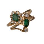 British, Circa 1980s, Two emerald, diamond and gold rings
