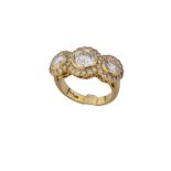 British, Circa 1980, A fine three stone diamond ring