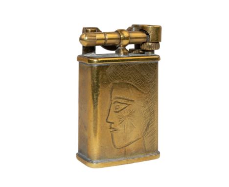 Casanova Vintage A hand-engraved brass lighter, after Picasso? Inscribed 'Paul Jean', and 'Picasso' Purportedly the property 
