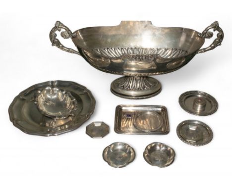 Italian 20th Century A group of twelve silver items To include a large silver bowl and a small pill pot with enamel crest fea
