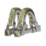 Continental, Circa 2000, A pair of peridot and white gold stirrup cufflinks
