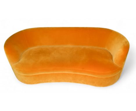 Contemporary A yellow velvet sofa Dimensions: 30 inches (H) X 89 inches (W) X 37 inches (D)