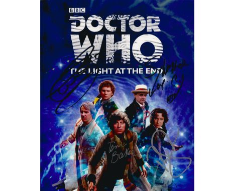 Dr Who 10x8 multi signed The Light at the End colour photo signed by Tom Baker, Colin Baker, Sylvester McCoy and Paul McGann.